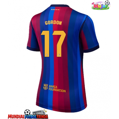 Camiseta Barcelona Anthony Gordon #17 Primera Equipación Replica 2026-27 para mujer mangas cortas